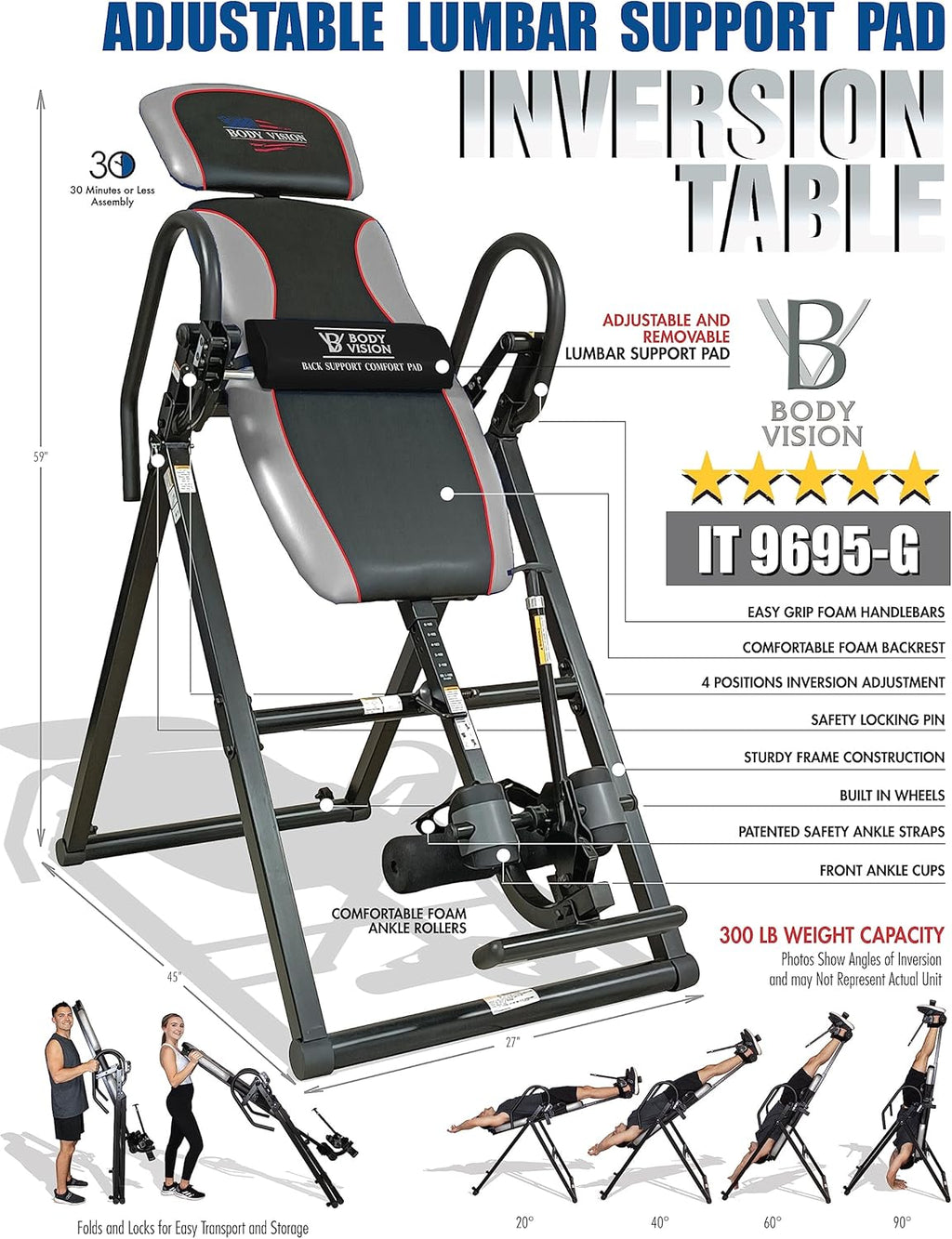 Deluxe Heavy Duty Therapeutic Inversion Table H501