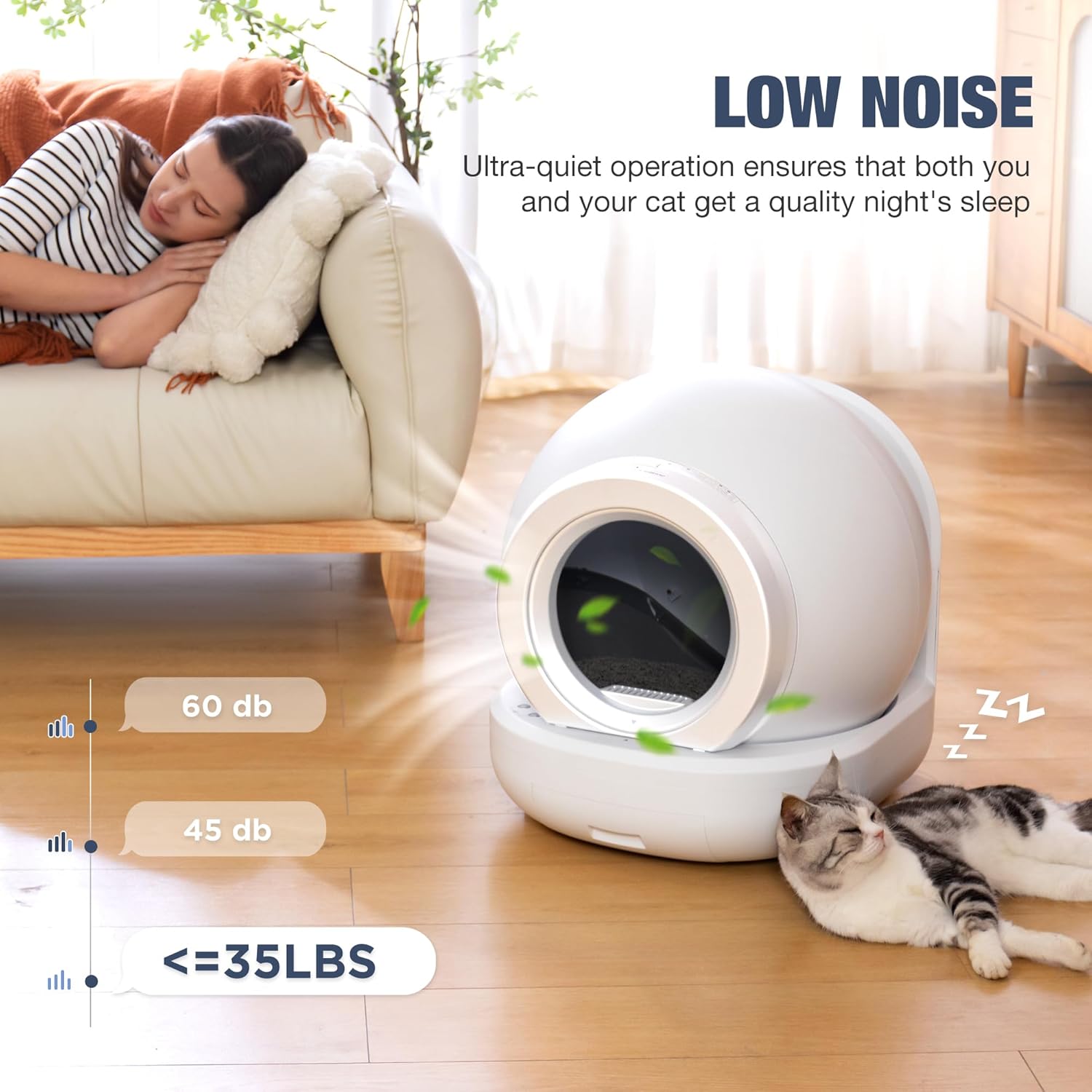 Automatic Self Cleaning Large Capacity Cat Litter Box (Pure White) J1993