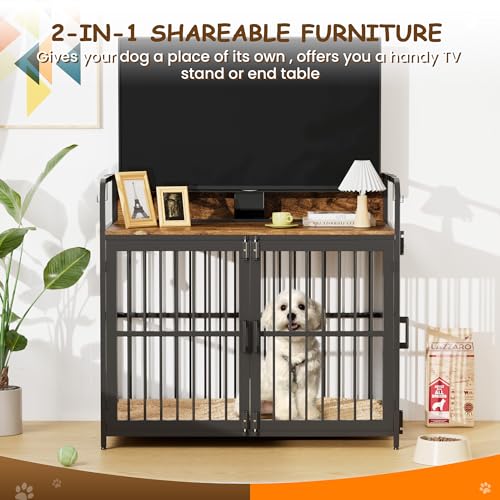 37" Wooden Heavy Duty Dog Kennel with Double Doors E840392