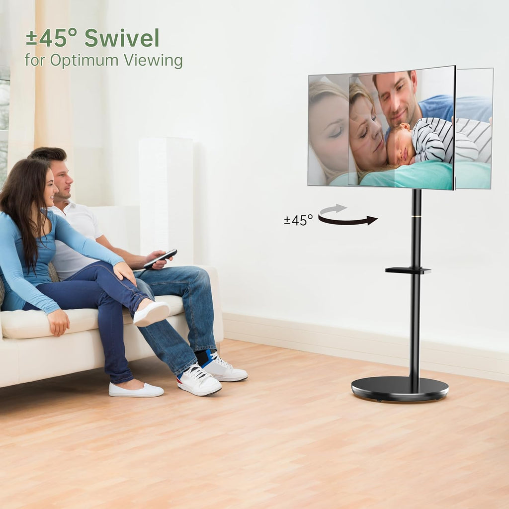 Black Rolling TV Stand with Wheels, Height Adjustable, VESA 200x200mm H46011