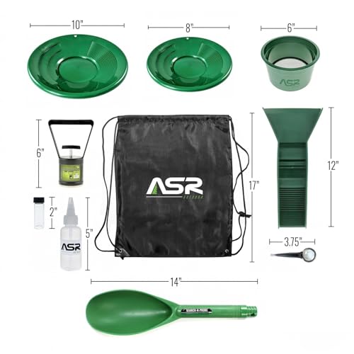 14pc Lightweight Gold Panning Kit with Rubber Sluice Box A558631