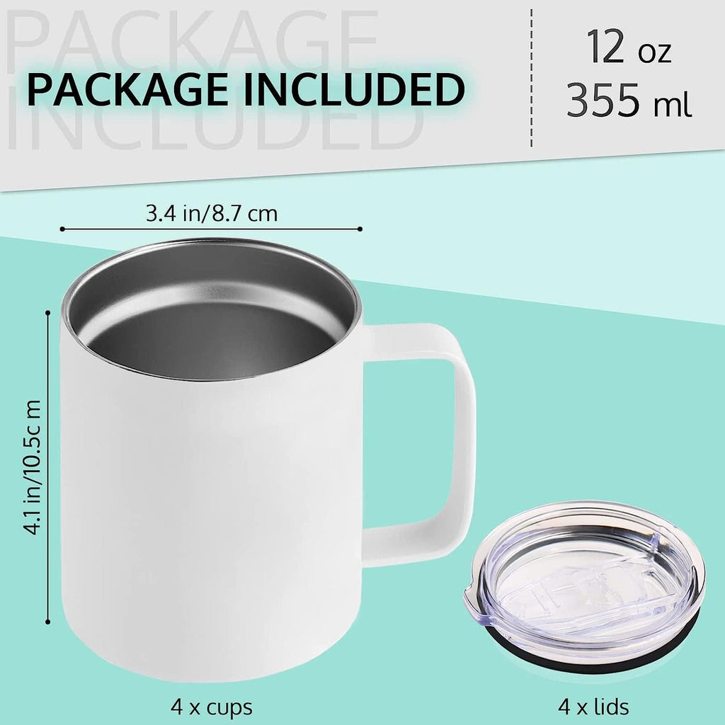 12 Oz Stainless Steel Double Wall Insulated Mug Set, 4 Pack Q371