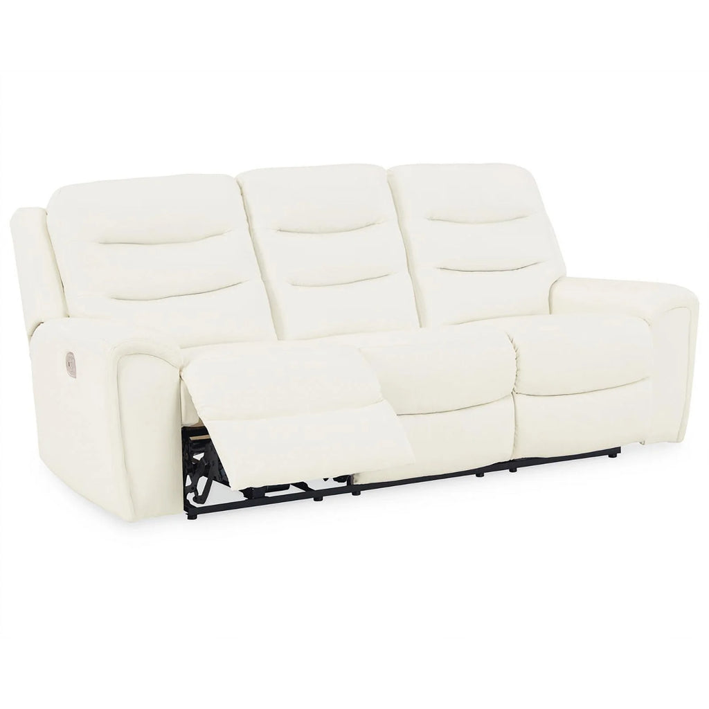 White Faux Leather Power Reclining Sofa A92553