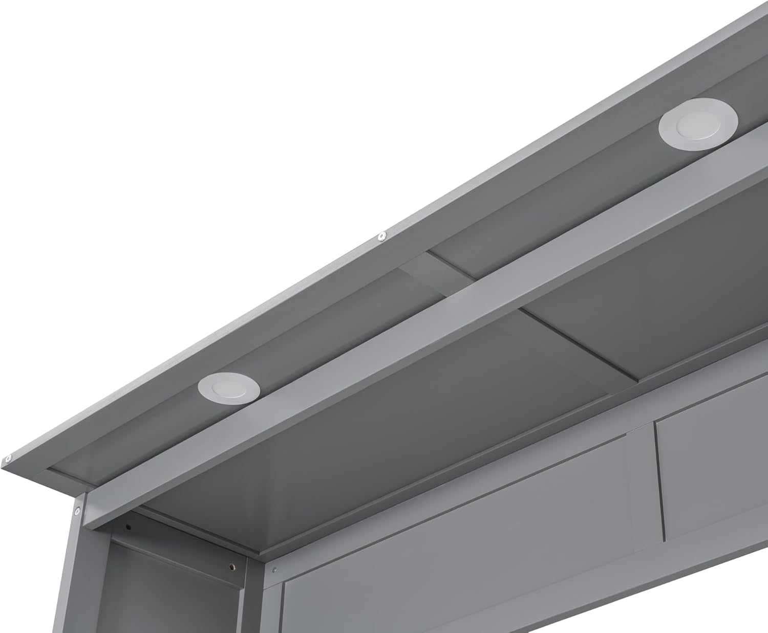 Queen Size Murphy Bed with Double Drawers and Open Storage Shelves, Grey A206