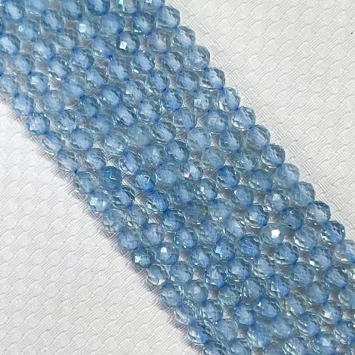 Natural Blue Topaz Stone Beads 4mm Round Faceted Crystal Charm Beads N132
