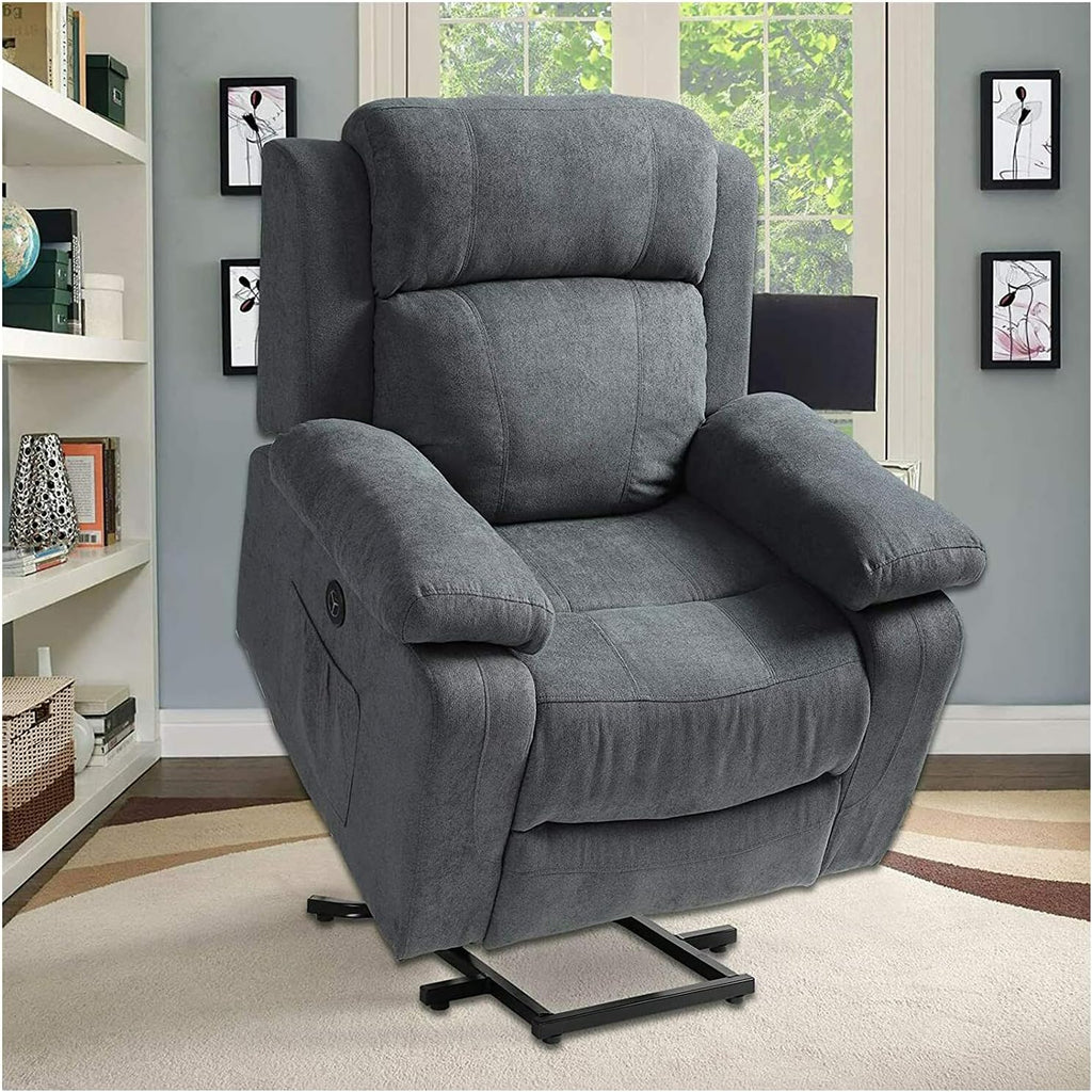 Grey Linen Electric Power Lift Recliner Sofa with Remote Control J852853