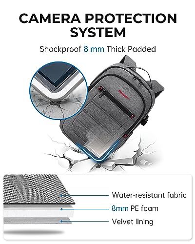 Black Expandable Camera Backpack with 15.6" Laptop Compartment P205