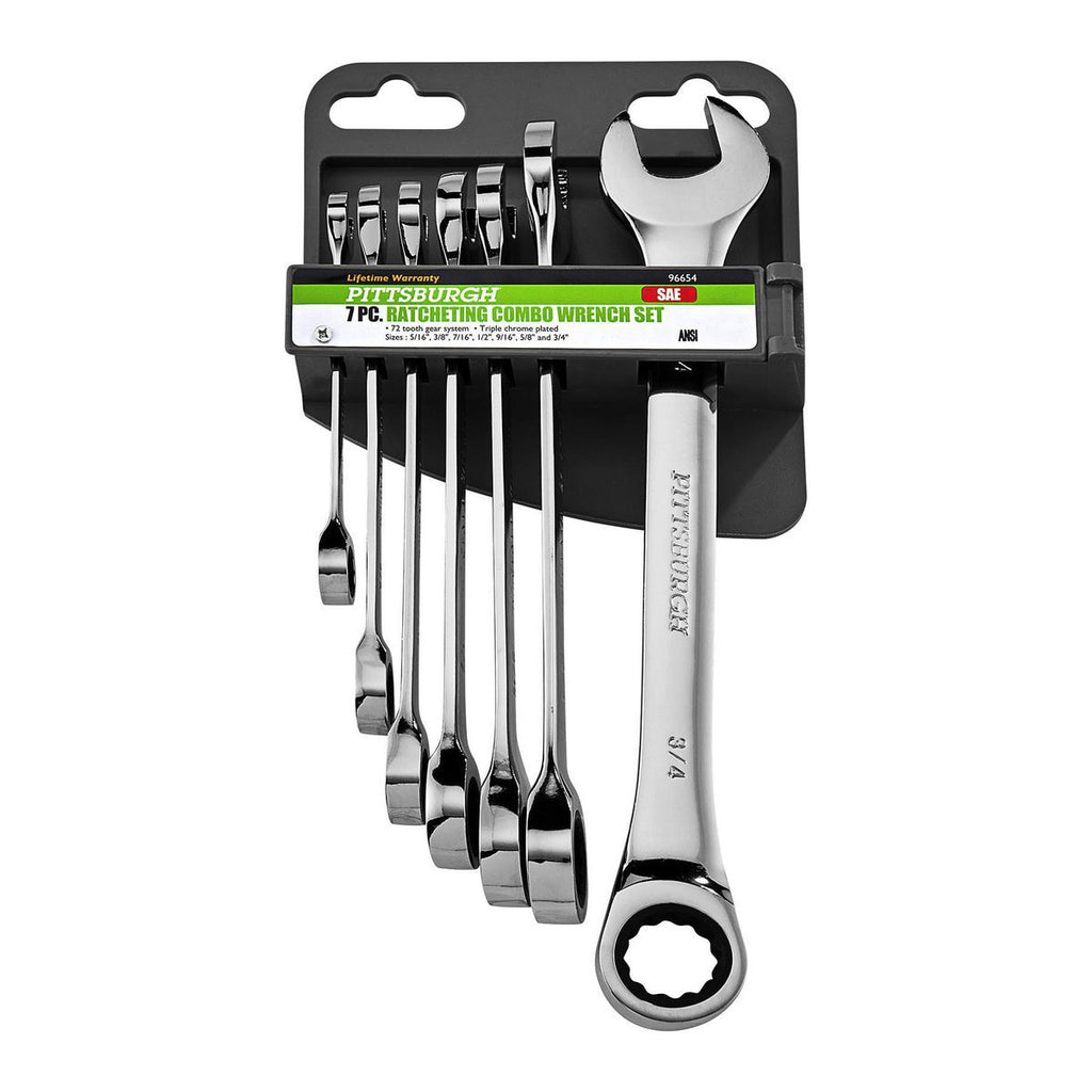7-Piece SAE Ratcheting Combination Wrench Set N678