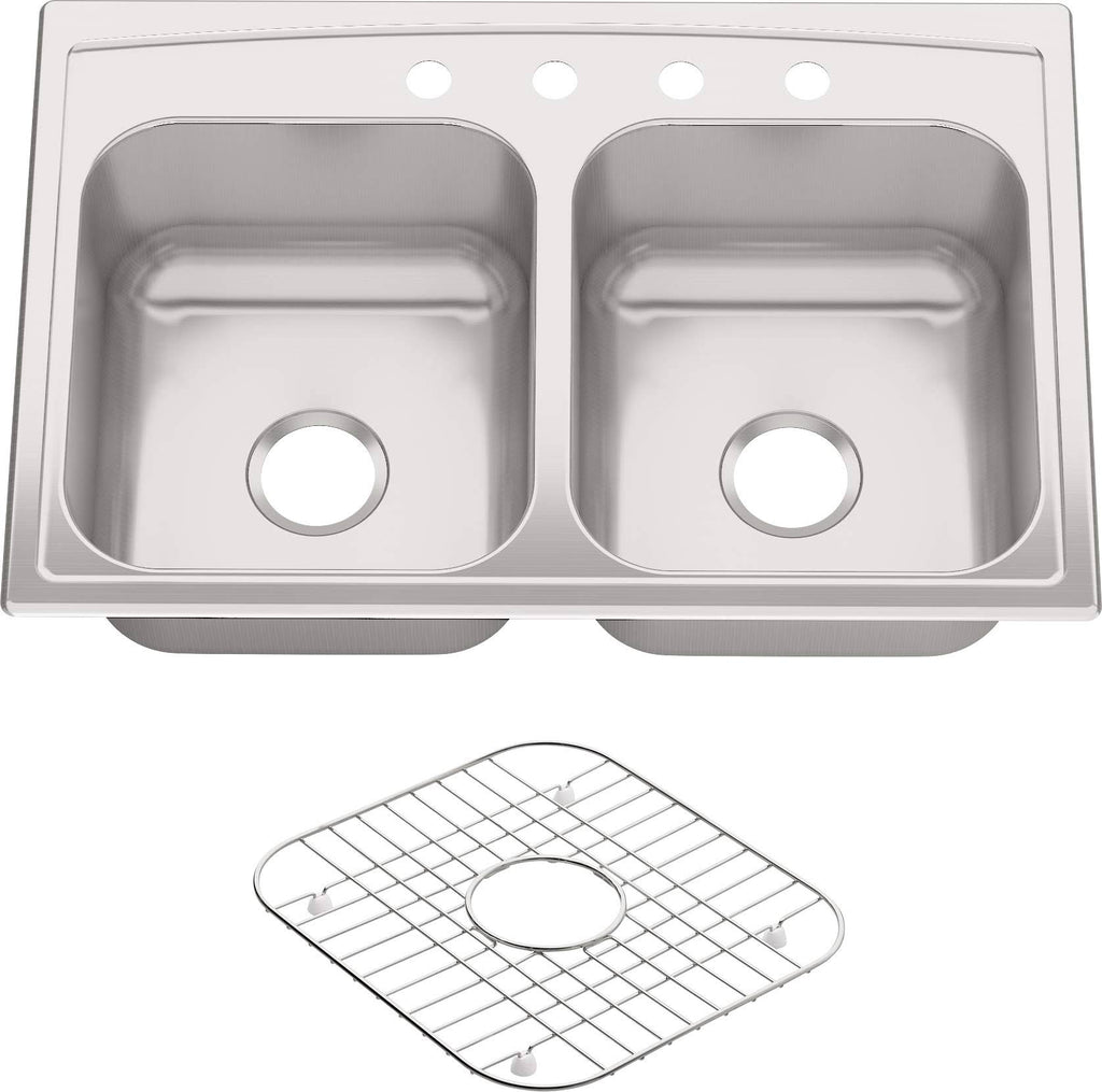 33x22 x 22x22 x 9-1/4x22 Top-Mount Double-Equal Kitchen Sink Stainless Steel U42316