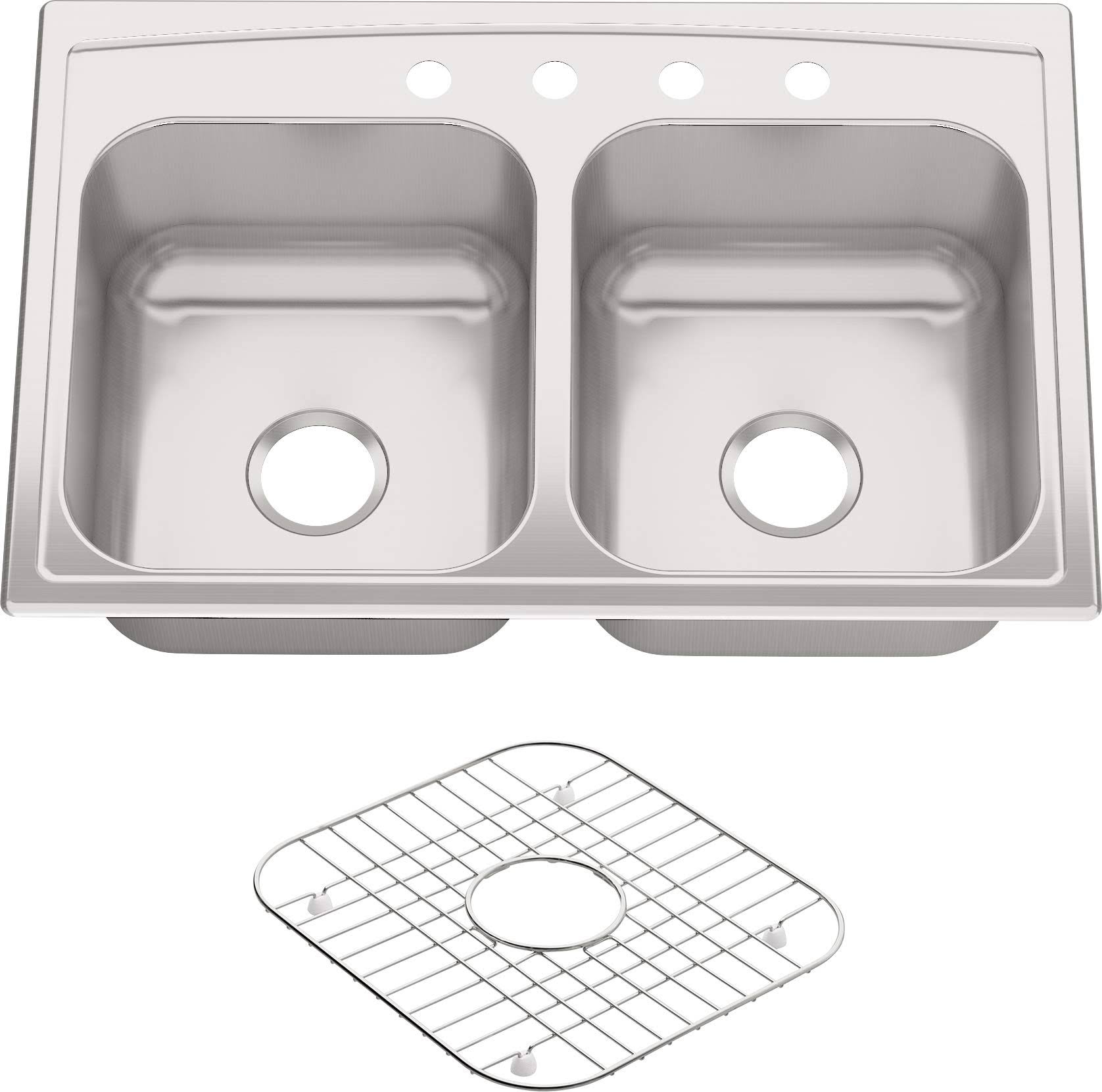 33x22 x 22x22 x 9-1/4x22 Top-Mount Double-Equal Kitchen Sink Stainless Steel U42316
