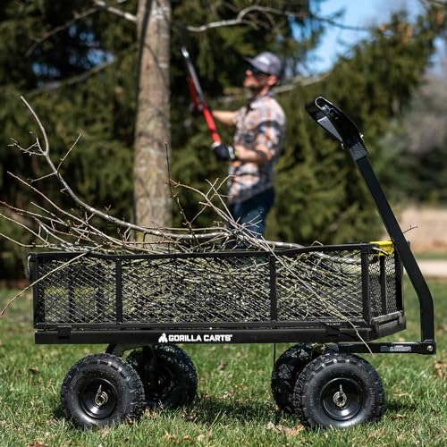 Black Steel Utility Wagon with Removable Side Panels, 4 Cu Ft, 900 lb Capacity B437413