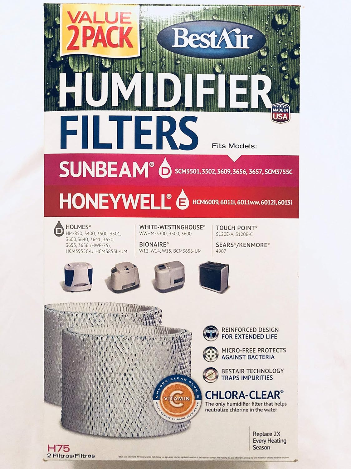 Paper Wick Humidifier Filter, 7.9" x 2.6" x 14" G47663