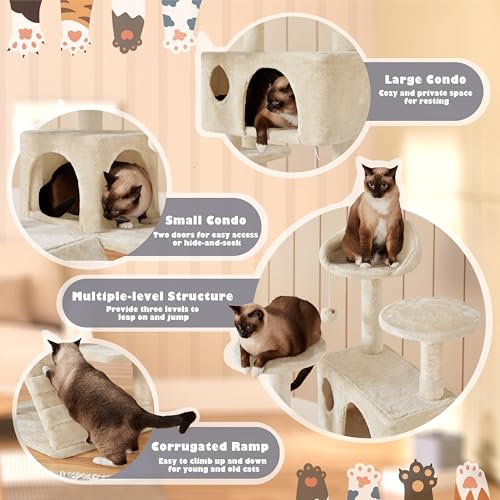 54in Cat Tree Tower Condo Furniture Scratch Post Y933765