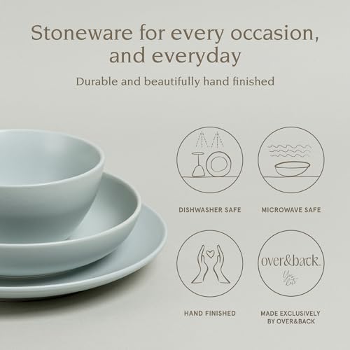 16-Piece Stoneware Dinnerware Set with 4 Dinner Plates, 4 Salad Plates, 4 Cereal Bowls, 4 Dinner Bowls W49220