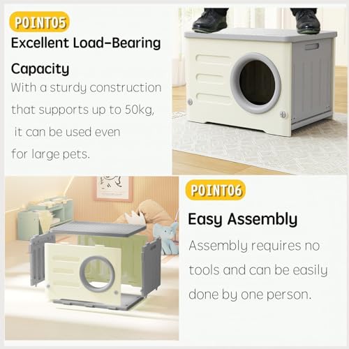 Gray Plastic Cat House with Cat Bed Mat G410
