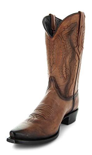 Tan Genuine Leather Snip Toe Cowboy Boots V26433