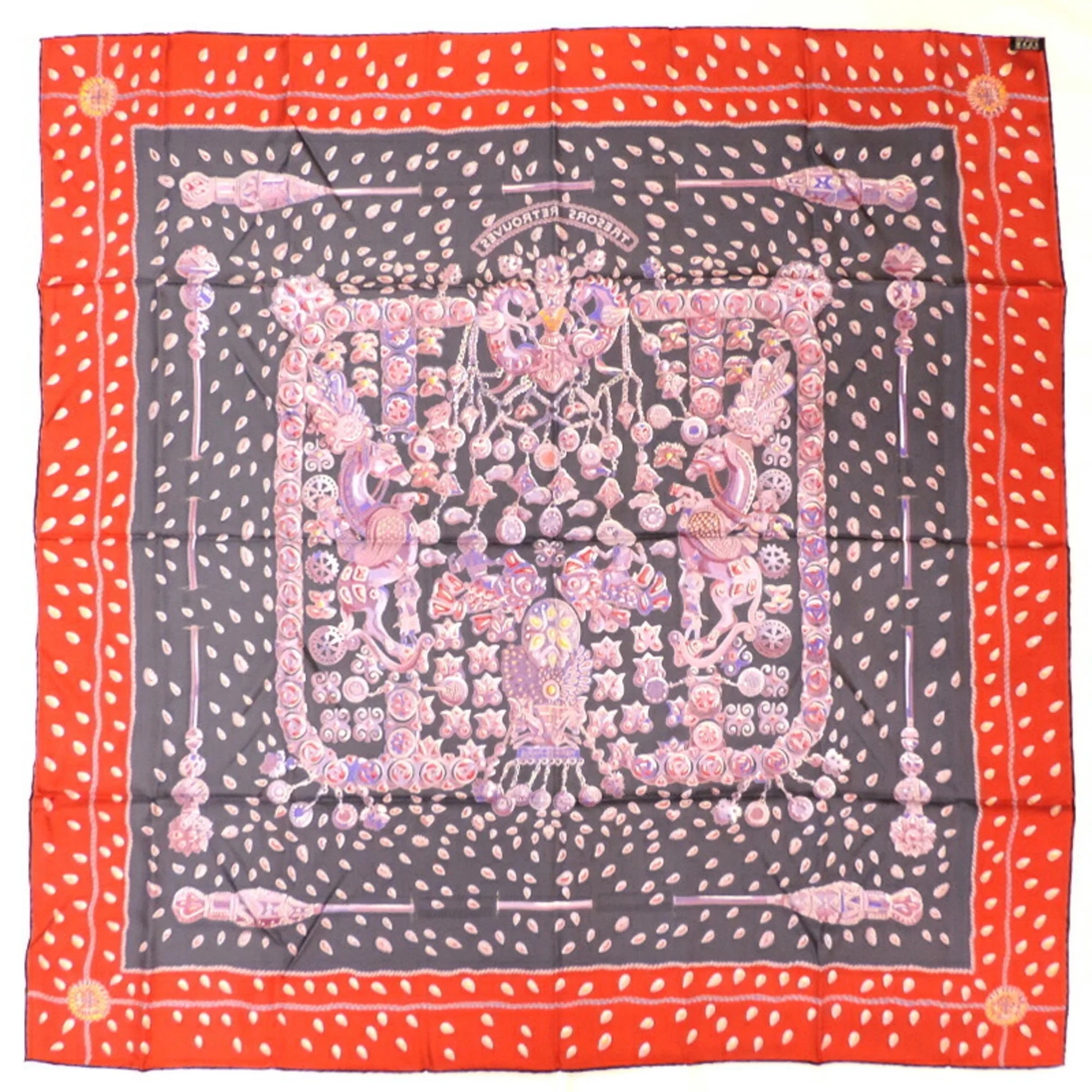 100% Silk Gray Purple Orange Scarf T59092