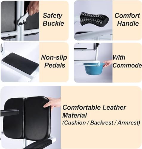4 in 1 Hydraulic Transfer Chair with 180° Split Seat, Toilet and Tray Table, Load 440Lbs K611144