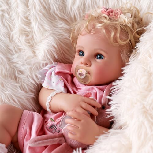 17 Inch Soft Body Realistic Blond Curly Hair Baby Doll E975039