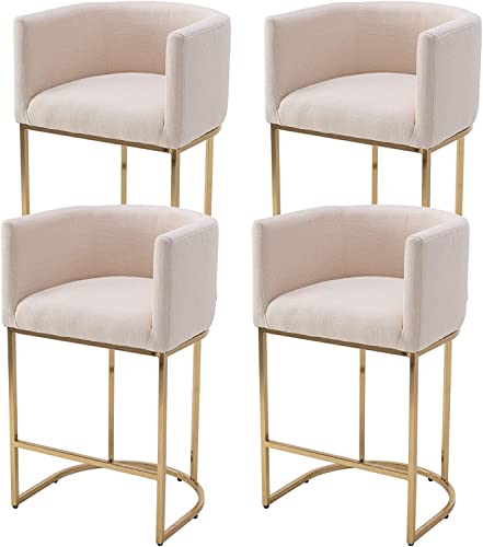 Cream Linen Bar Stools Set of 3 O273