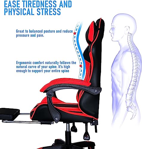 Red Ergonomic Gaming Chair with Footrest U412090