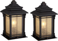 Set of 2 Rustic Farmhouse Outdoor Pier Mount Light Fixtures Walnut Bronze Frosted Cream Glass R535538