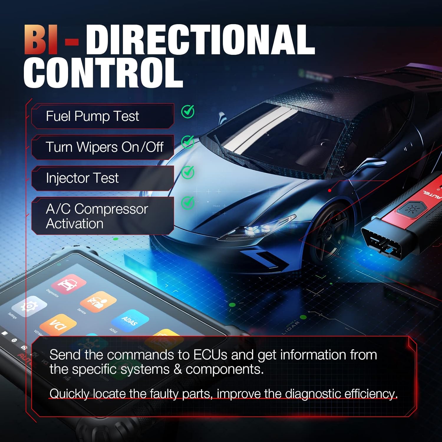 Autel Diagnostic Tool with 33+ Services, ECU Coding, Full Systems Diagnostic, Bidirectional Control C397743