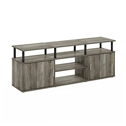 French Oak Grey Black Large Entertainment Stand for TV Up to 55 Inch N4441