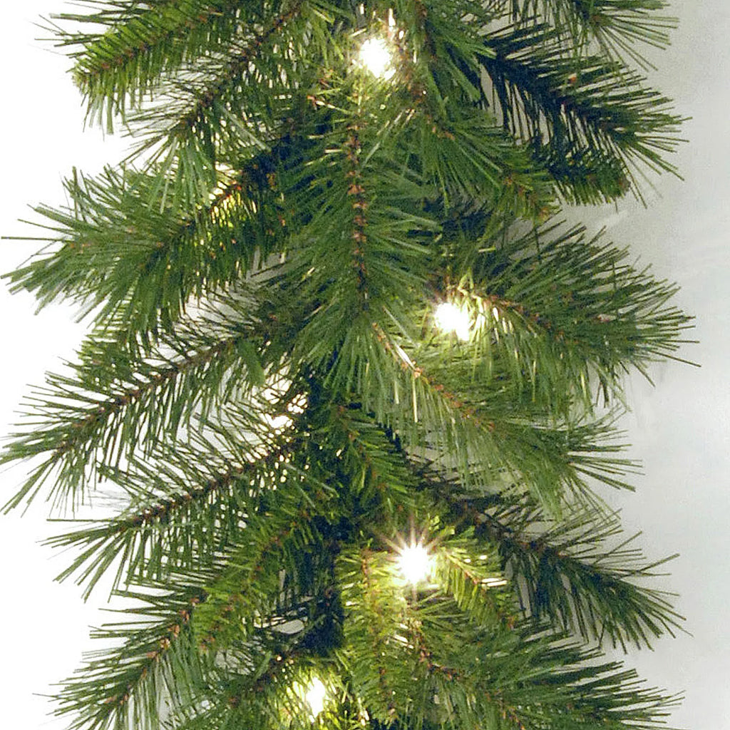 Pre-Lit Artificial Christmas Garland, Green, White Lights, 9 Feet R578050