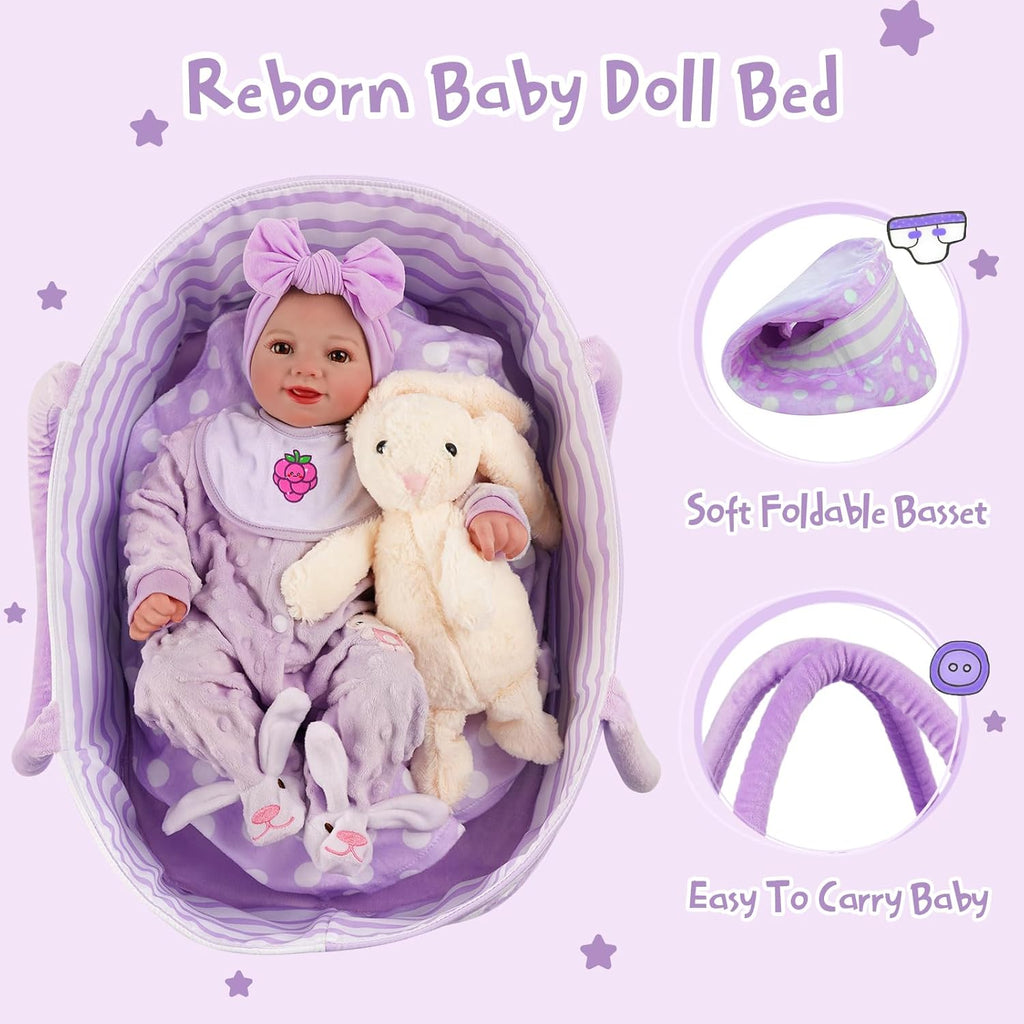 17 Inch Soft Body Reborn Baby Doll with Basket I28044
