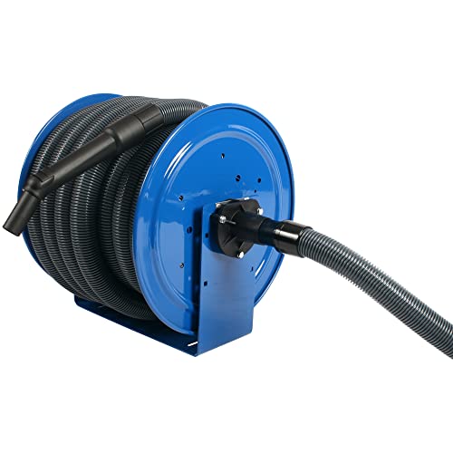 Industrial Grade Steel Hose Reel and Wet/Dry Vacuum Attachment Set, Gray V118650