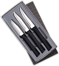 3 Pc Stainless Steel Paring Knife Set, 2.5", 3.25", Black Handle R2008