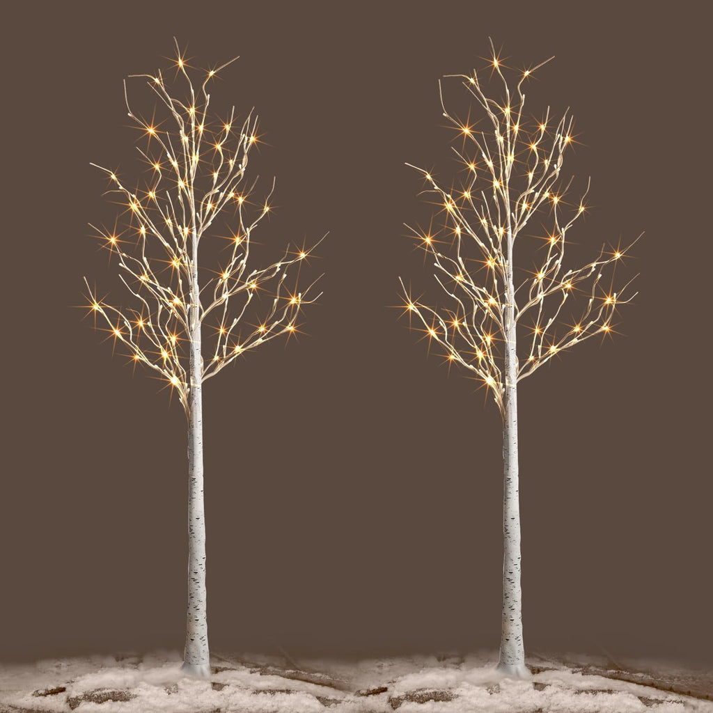 2 Pack 6 Feet Prelit White Artificial Christmas Trees N845460