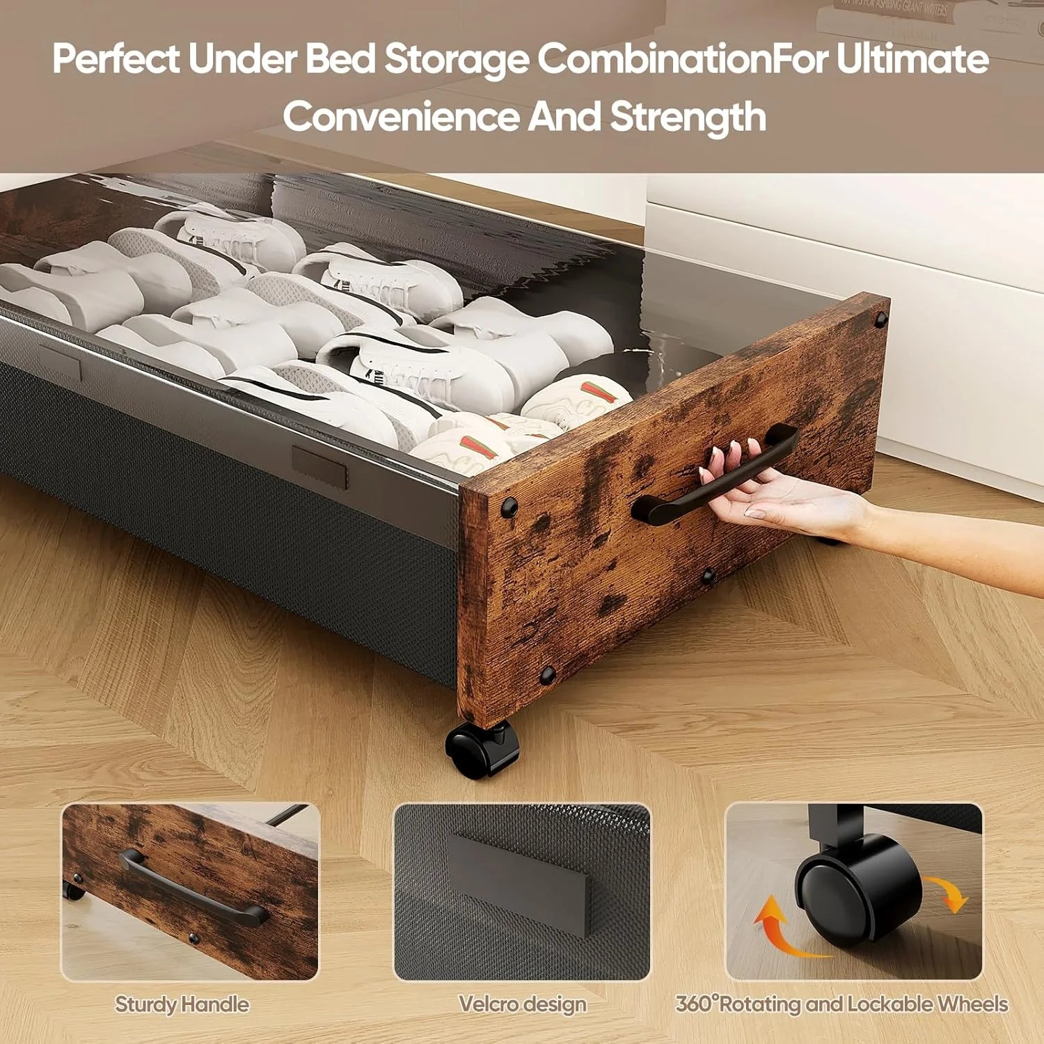 80L Extra-large Rolling Under Bed Storage Bins 2 Pack with Removable Lid B423