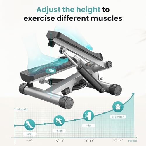 Mini Stair Stepper with Resistance Bands, 265 LB Load Capacity, LCD Monitor H66706