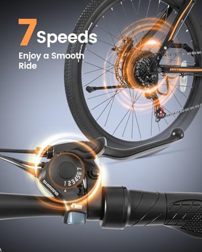 26'' Peak 500W Brushless Motor Ebike, 20MPH 40Miles 360Wh Removable Battery 7-Speed Electric Mountain Bike B71333