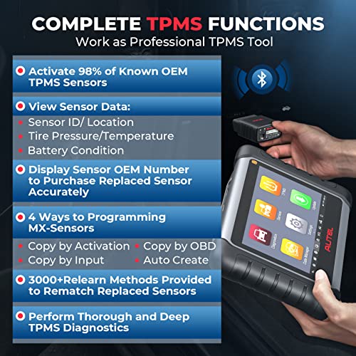 Autel MaxiCOM MK808S-TS Scanner, 2024 Complete TPMS Check/Activate/Relearn Tool, Same as MX808S-TS MK808Z-TS, 28+Service, BT Full System Scan,Bidirectional, FCA AutoAuth,Upgrade of MK808BT PRO MK808S N3766