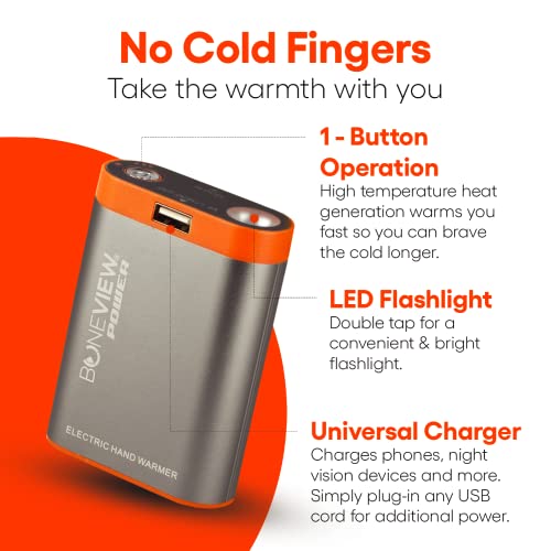 Electric Hand Warmer Power Bank with Flashlight, Rechargeable 9900-mAh Battery Pack A94059