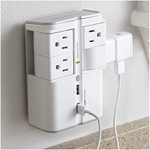 USB Wall Charger Surge Protector with 4 Pivoting AC Outlets & 2 USB Ports P10740