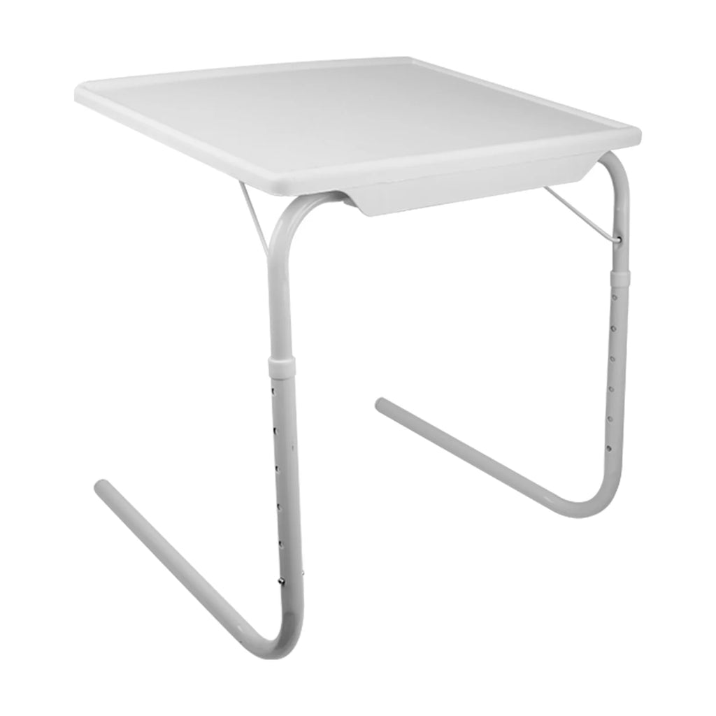 White Folding Snack TV Tray Table, Adjustable Height & Angle Tray, 20" x 15" W15248