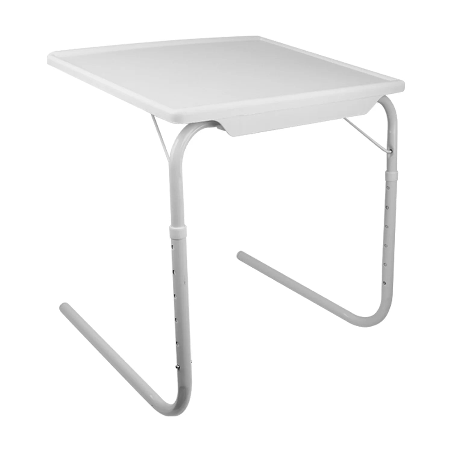 White Folding Snack TV Tray Table, Adjustable Height & Angle Tray, 20" x 15" W15248