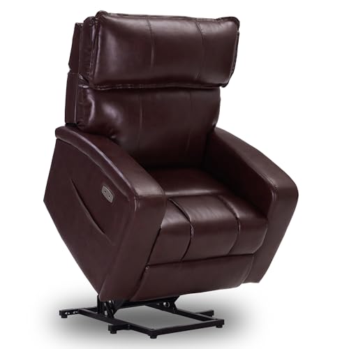 Leather Power Lift Recliner Chair with Heat & Massage C9645
