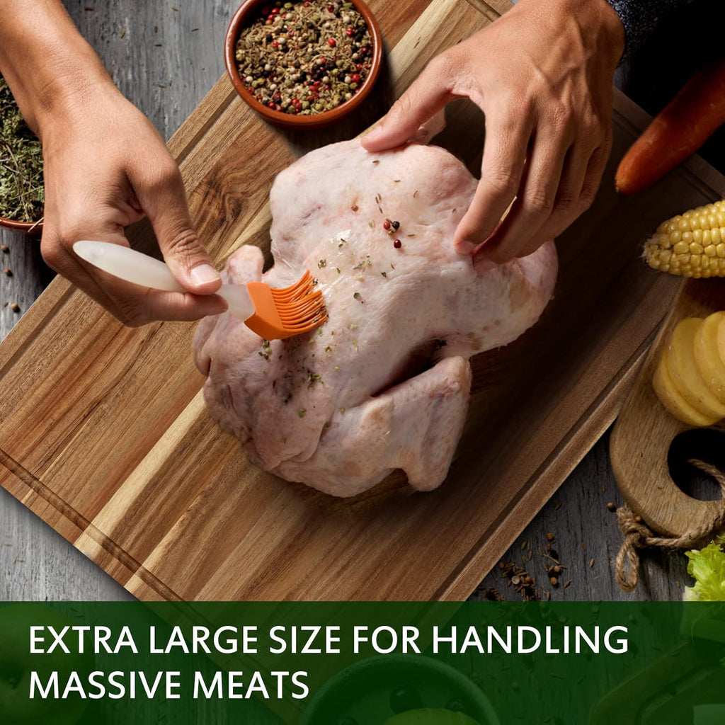 Acacia Wood Cutting Board 24x18 inch with Handle Juice Groove G67867