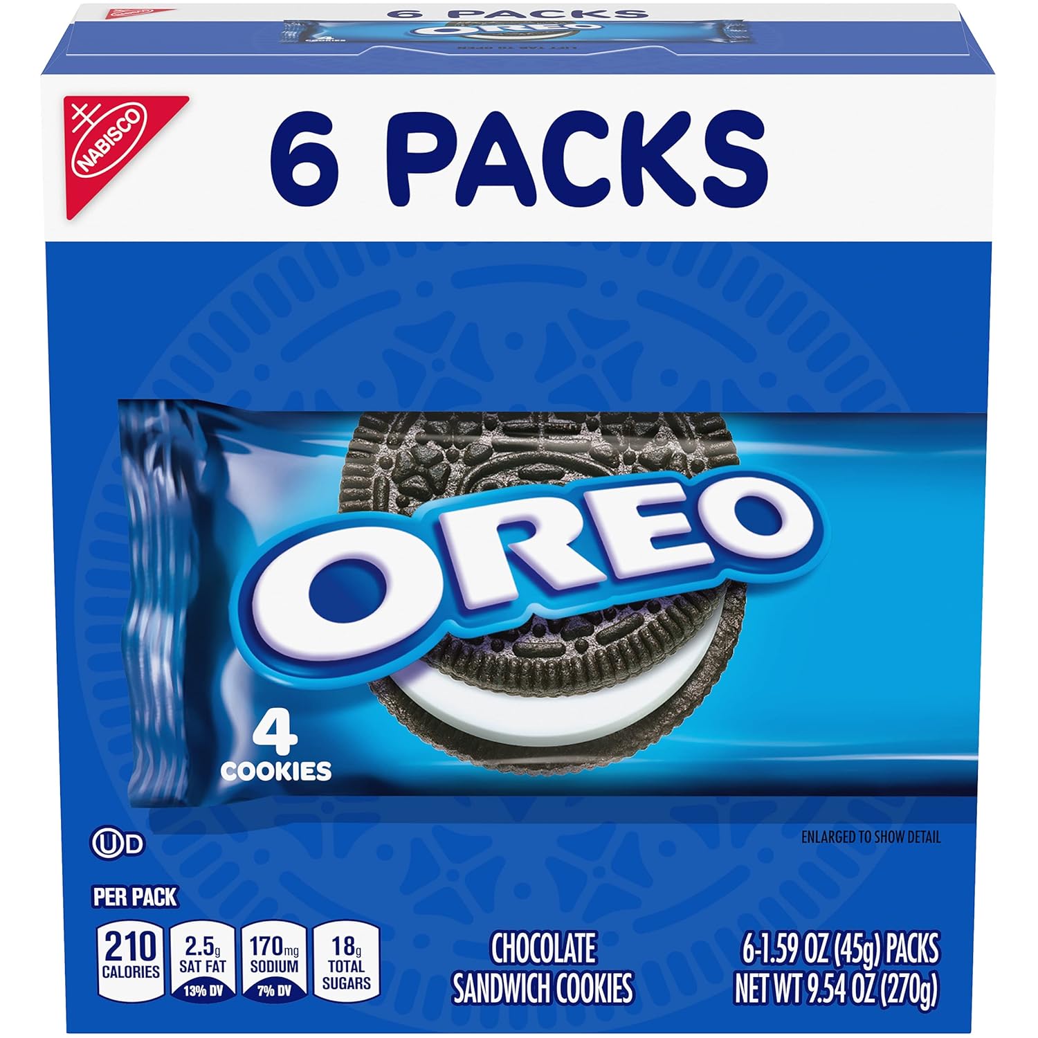 6 Snack Packs Chocolate Sandwich Cookies X187