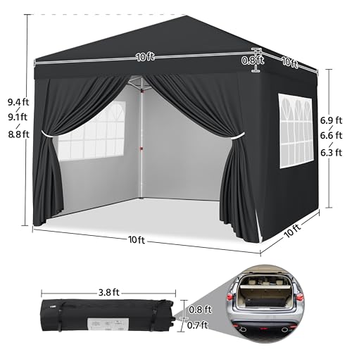 10x10 Pop Up Canopy with 4 Removable Sidewalls, White W765