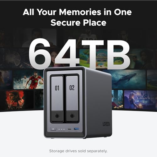 2-Bay Desktop NAS with Intel N100 Quad-core CPU, 8GB DDR5 RAM, 2.5GbE, 2 M.2 NVMe Slots, 4K HDMI O854