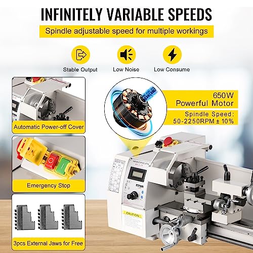 Mini Metal Lathe 8"x14" Variable Speed 650W Q3328