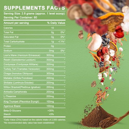 Mushroom Powder Supplement Blend 6.2 oz (60 Servings) N85835