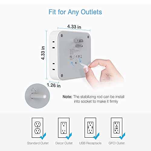 White 8 Outlet 4 USB Surge Protector D493238