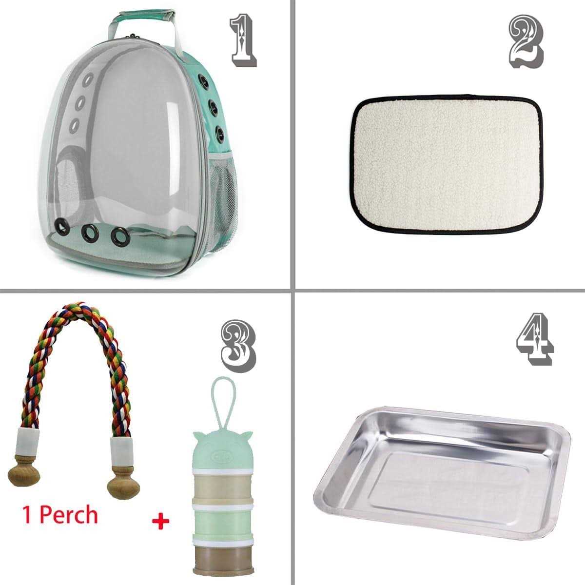 Bird Carrier Backpack with Stainless Steel Tray and Standing Perch A562